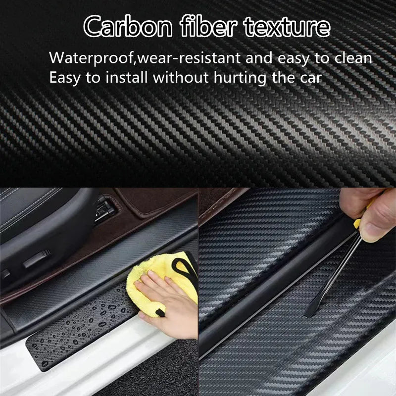 Pegatinas de fibra de carbono para coche, tira protectora