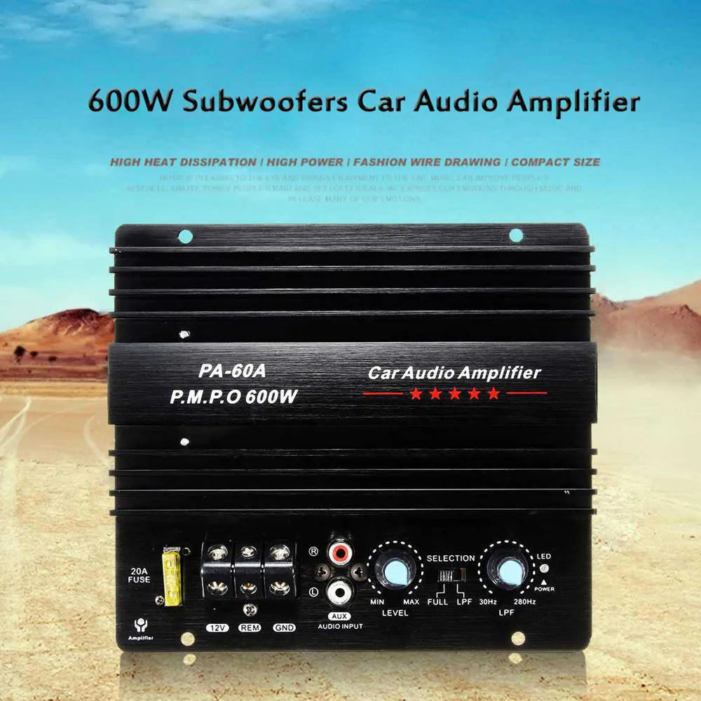 Etapa de potencia de un solo canal, placa amplificador para subwoofer de coche de 600W. 12,0 V